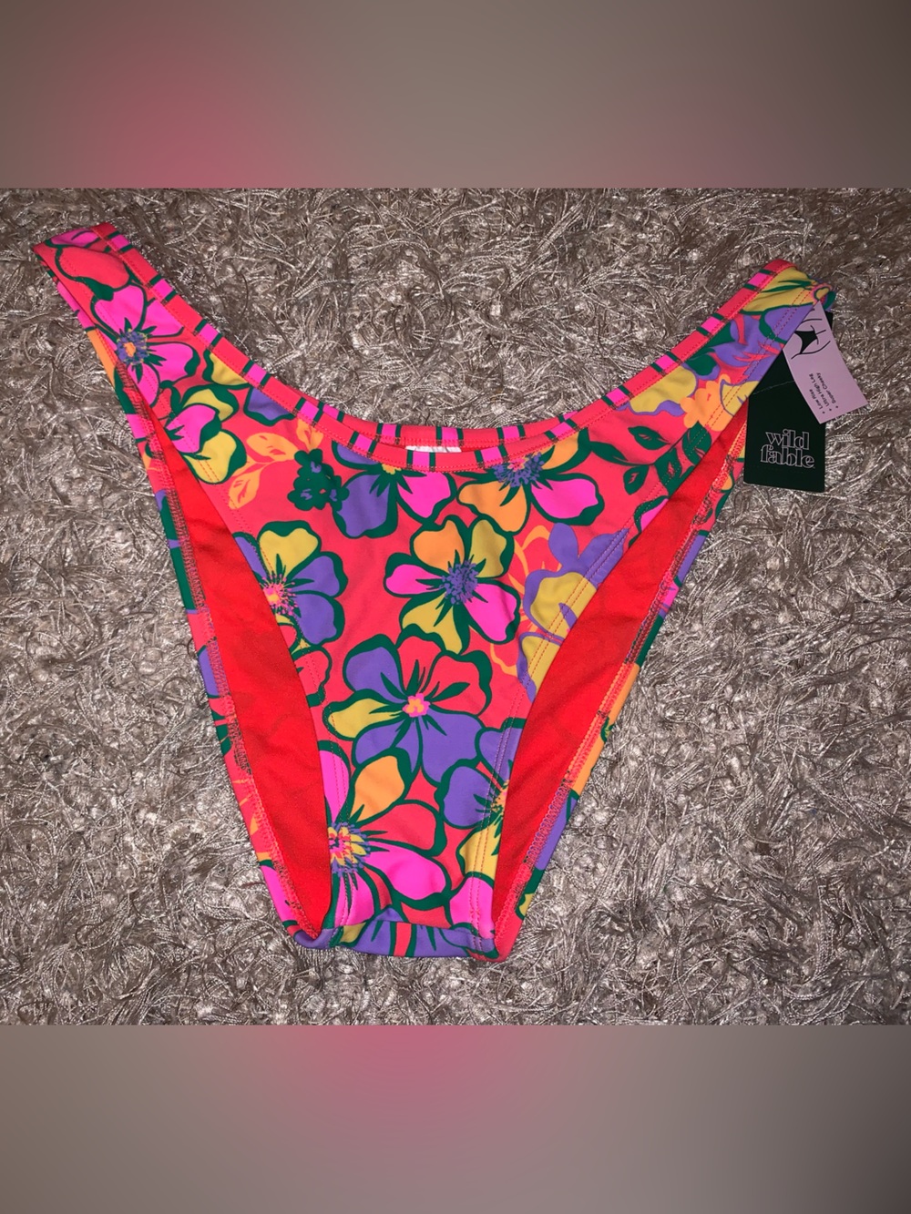 Wild Fable low rise ultra high leg super cheeky Floral Bikini Bottoms - size L